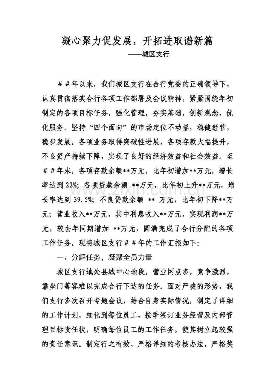 银行支行年度工作典型材料发言.doc_第1页