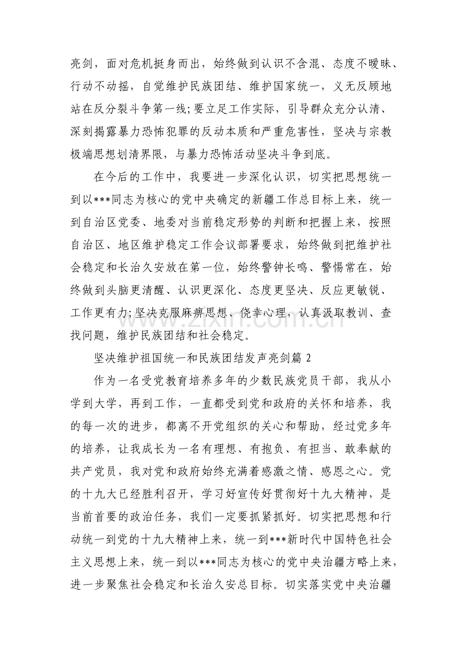 坚决维护祖国统一和民族团结发声亮剑范文六篇.pdf_第2页