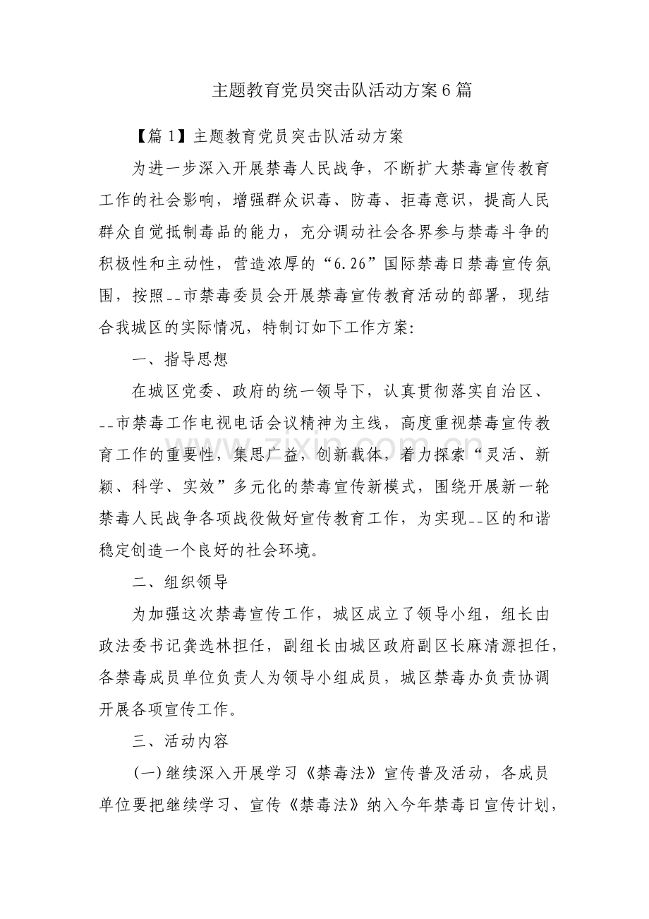 主题教育党员突击队活动方案6篇.pdf_第1页