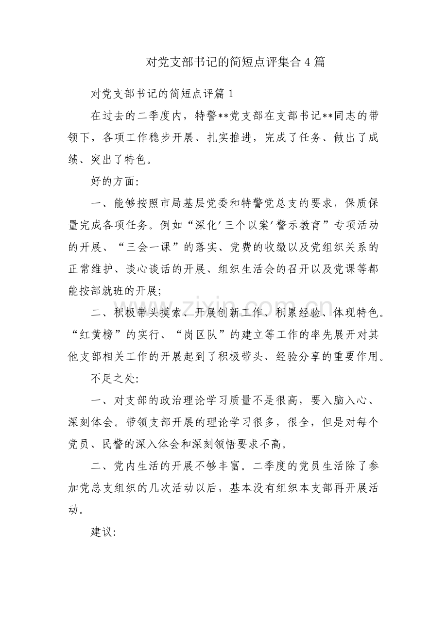 对党支部书记的简短点评集合4篇.pdf_第1页