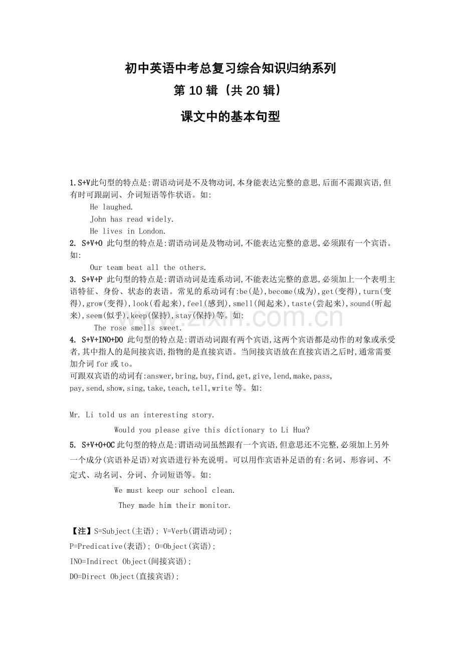 初中英语中考总复习综合知识归纳系列第10辑(共20辑)课.doc_第1页