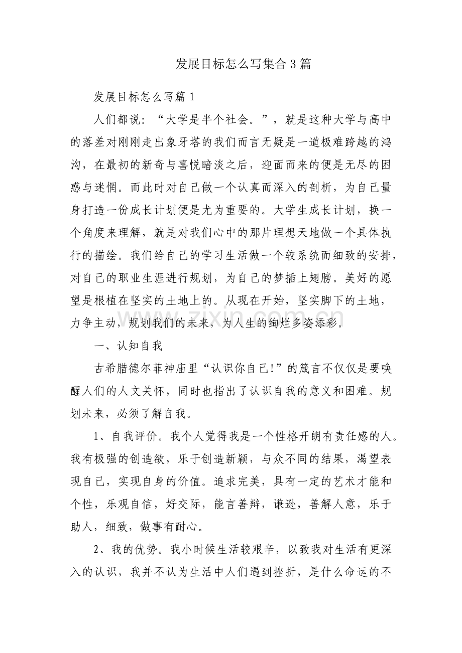 发展目标怎么写集合3篇.pdf_第1页