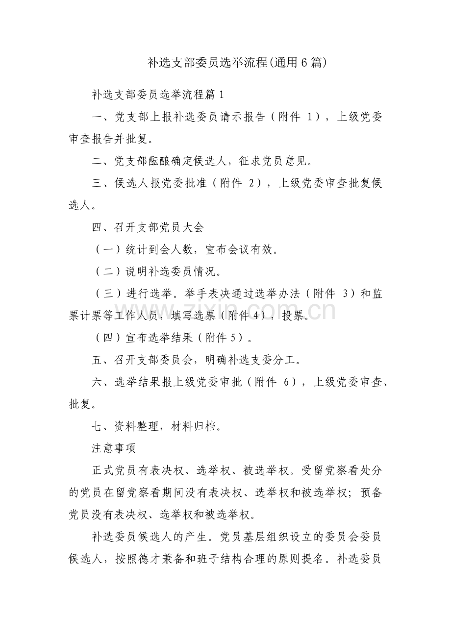 补选支部委员选举流程(通用6篇).pdf_第1页