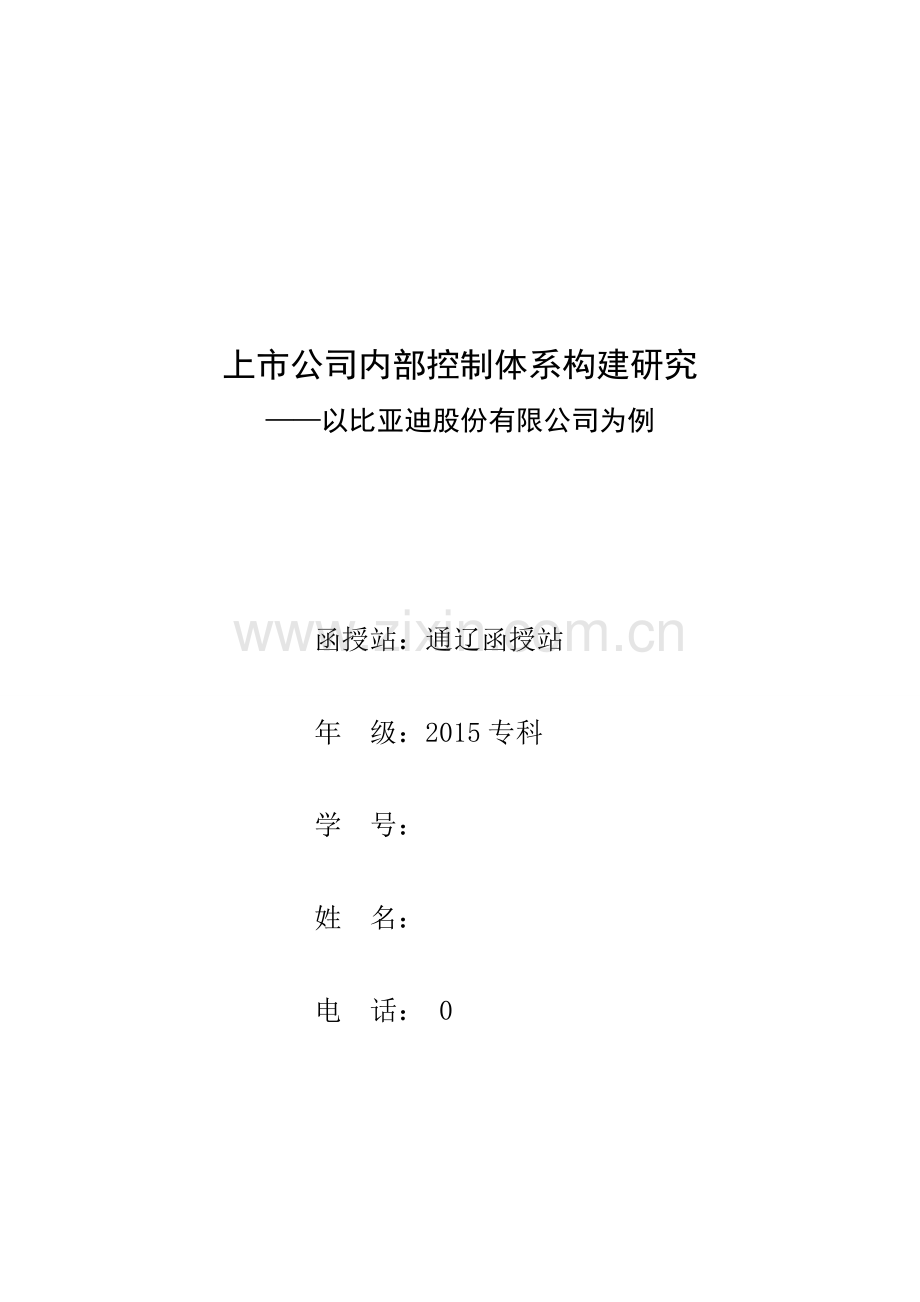 上市公司内部控制体系构建研究以比亚迪股份有限公式为例本科论文.doc_第1页