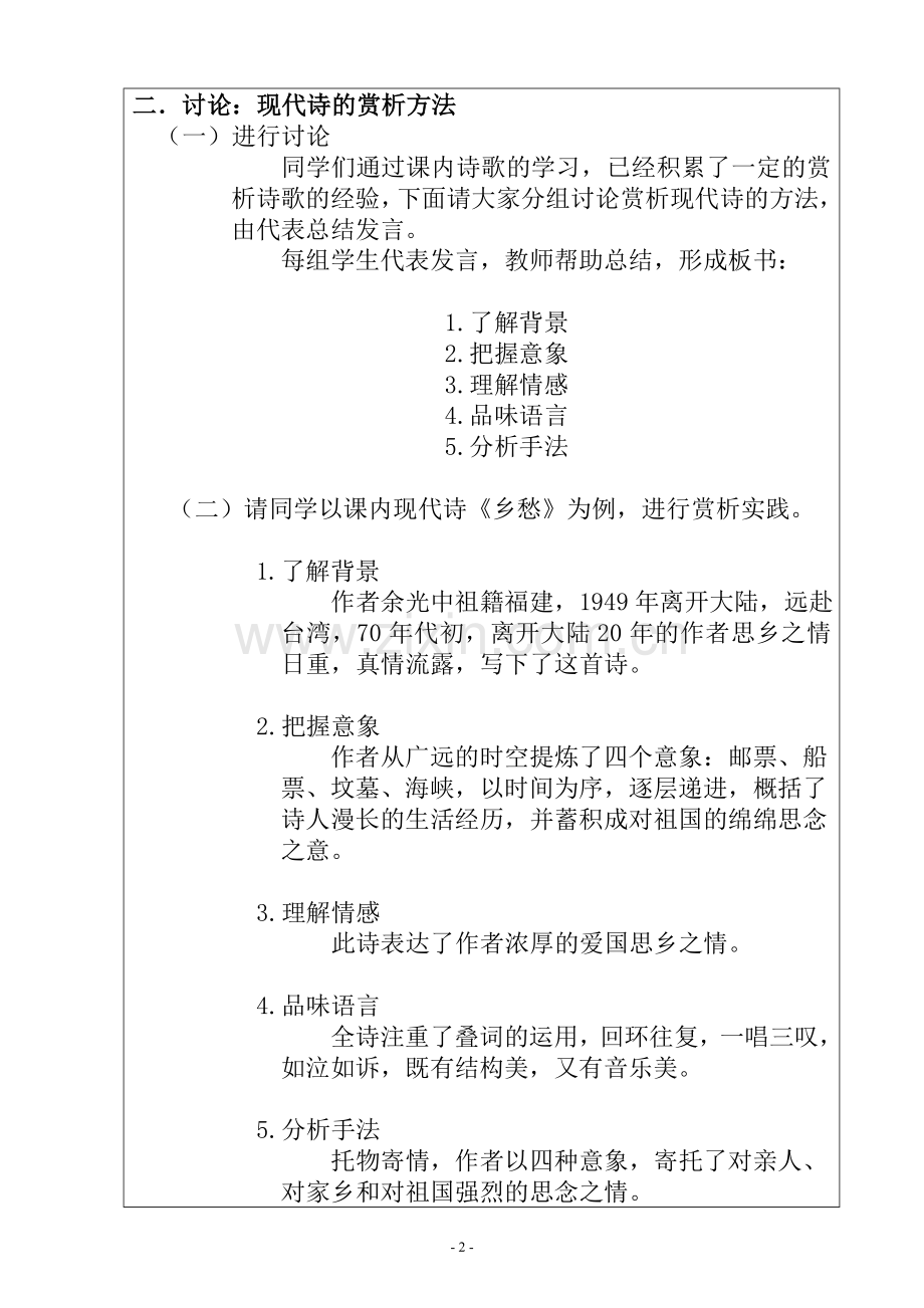 《现代诗赏析》教学设计.doc_第2页