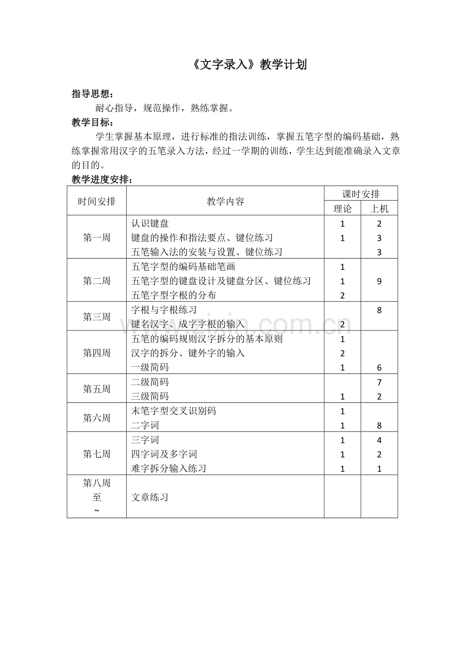 长阳职教中心文字录入教学计划.doc_第1页