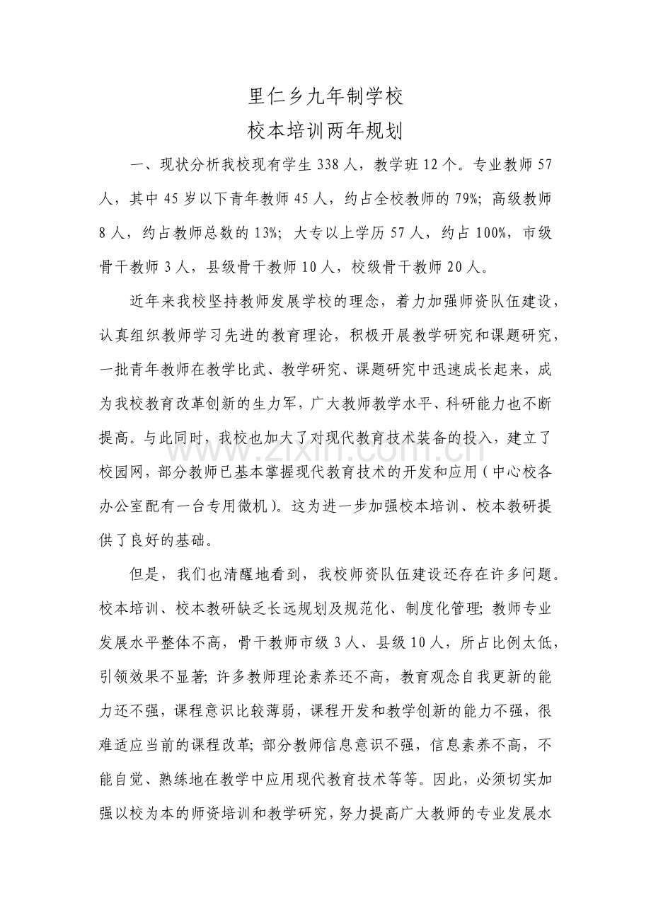 校本培训两年规划.docx_第1页