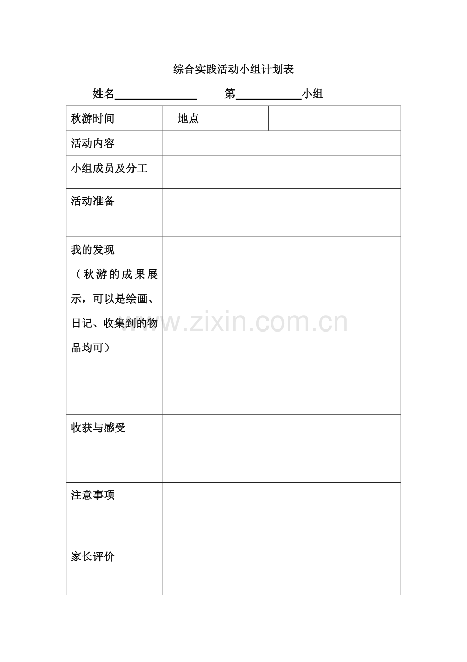 综合实践活动小组计划表.doc_第1页