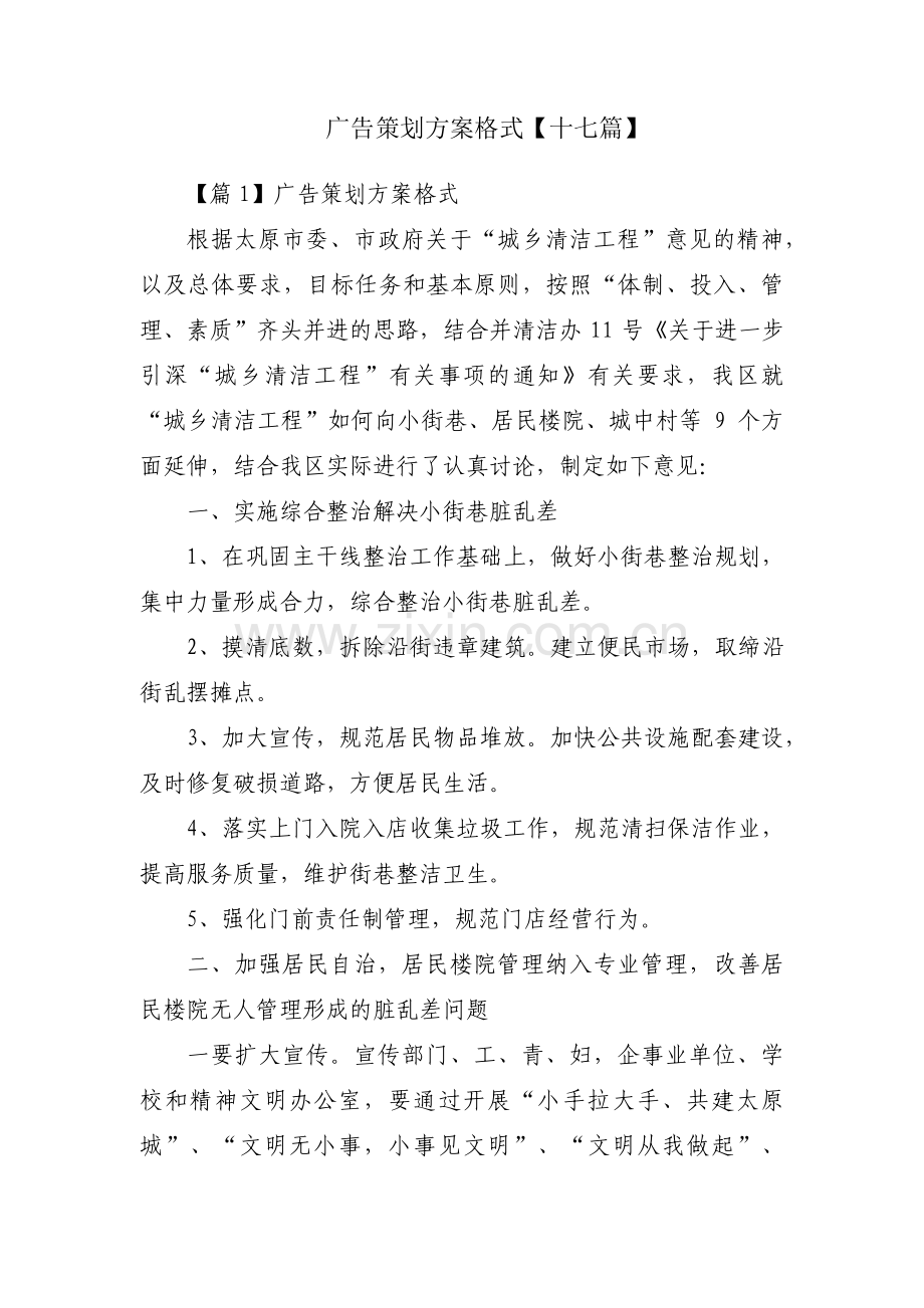 广告策划方案格式【十七篇】.pdf_第1页