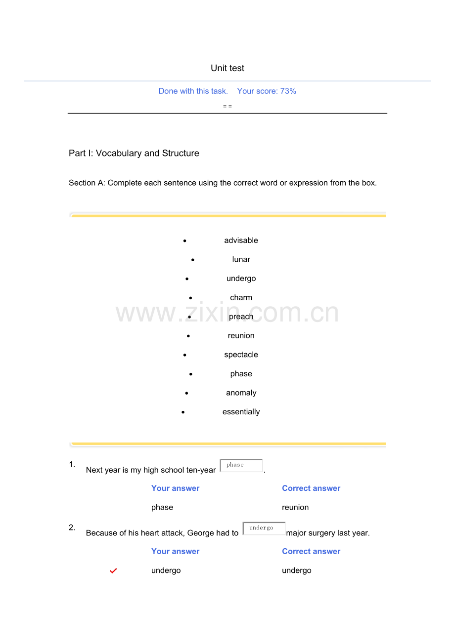 新标准大学英语综合教程单元测试第8单元答案.doc_第1页