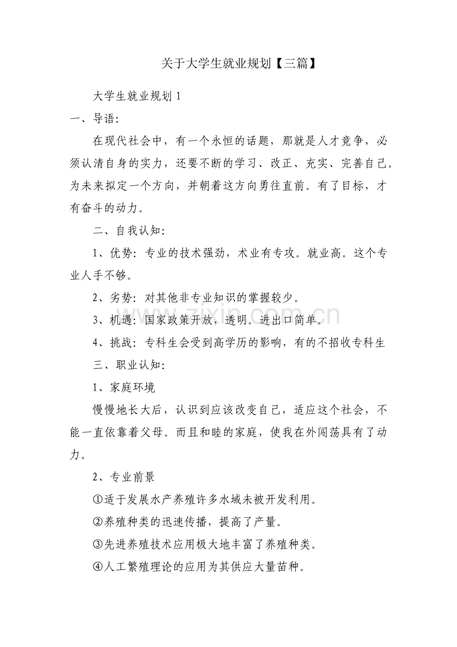 关于大学生就业规划【三篇】.pdf_第1页