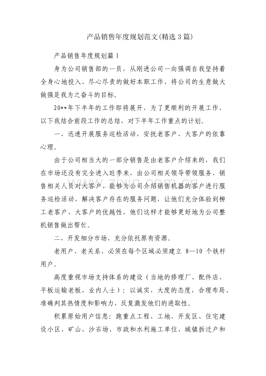 产品销售年度规划范文(3篇).pdf_第1页