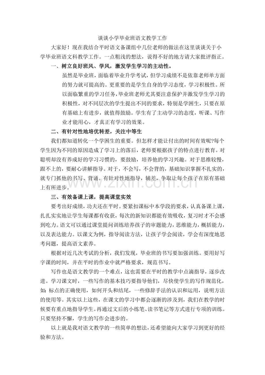 毕业班语文教学.doc_第1页