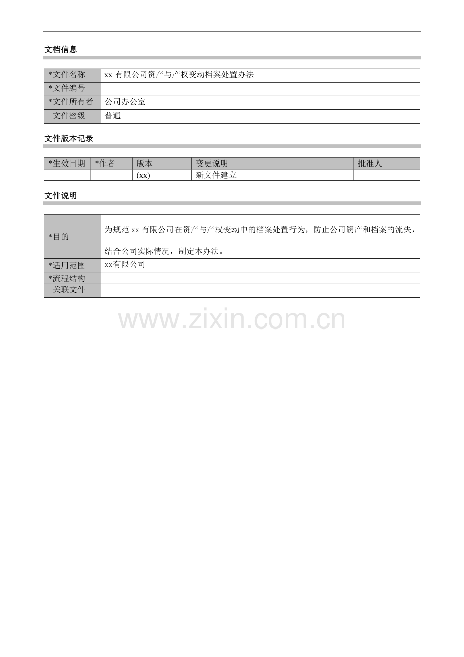 公司资产与产权变动档案处置办法模版.docx_第1页