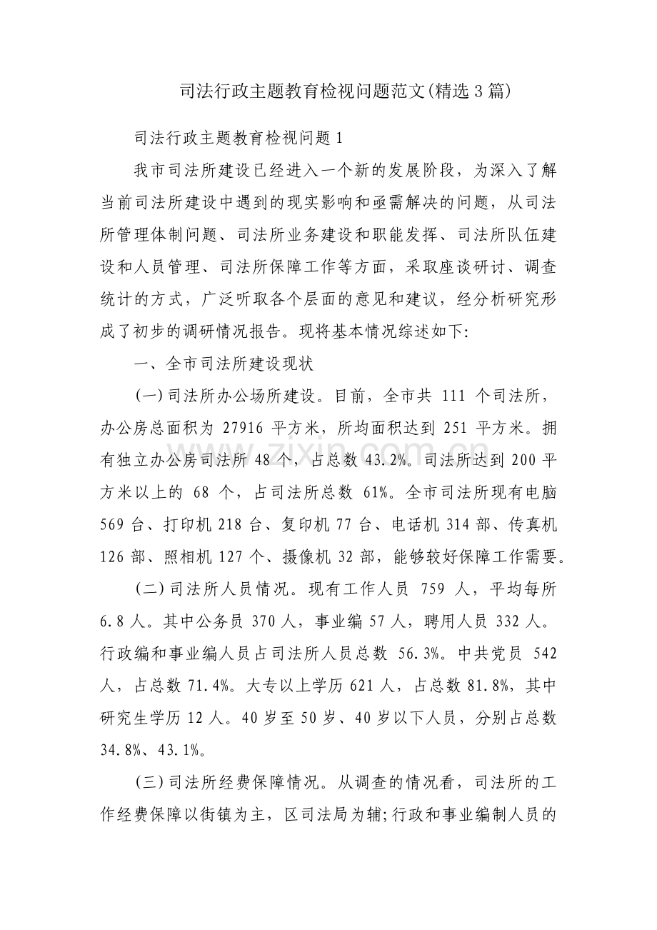 司法行政主题教育检视问题范文(3篇).pdf_第1页