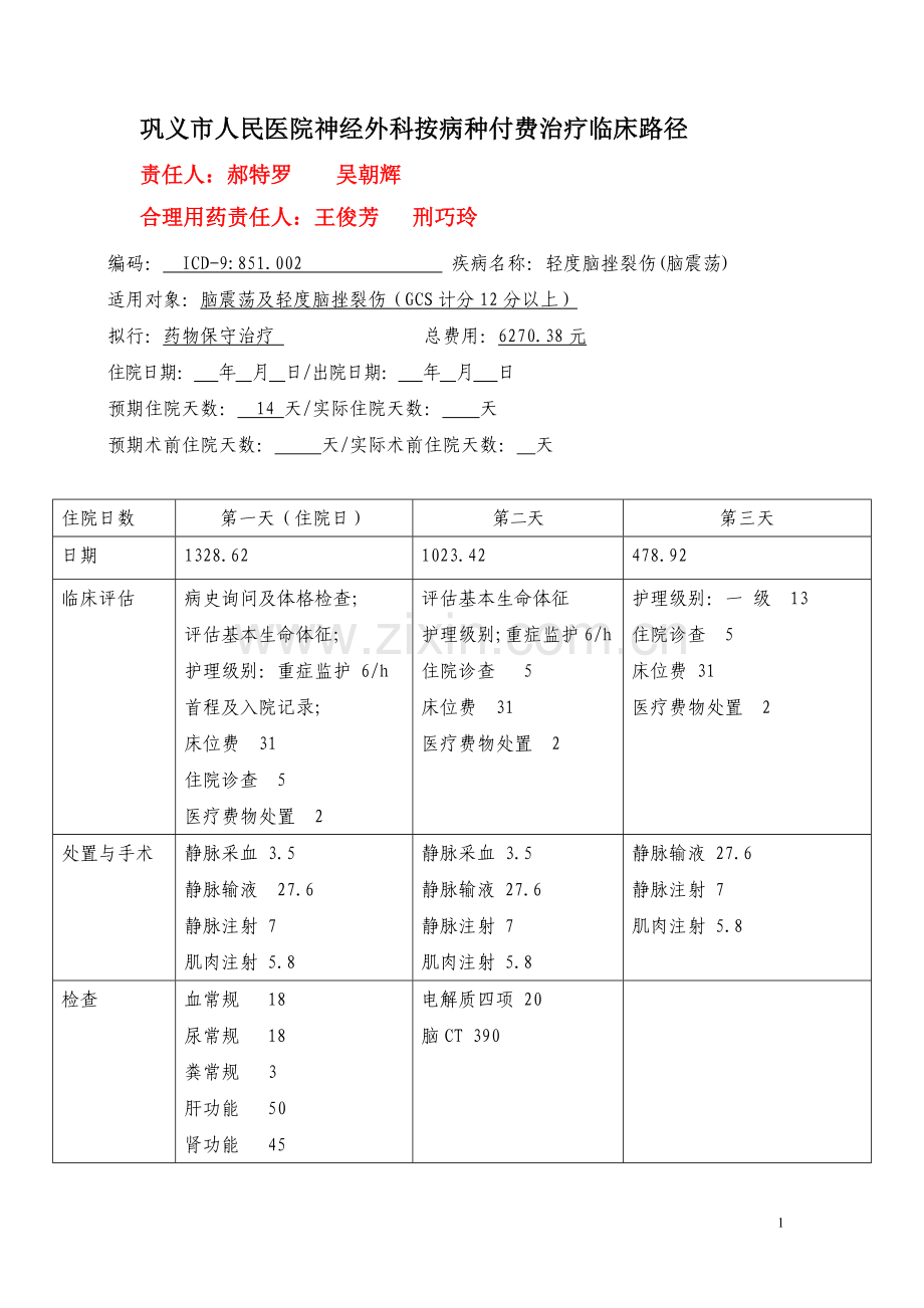 脑震荡及轻度脑挫裂伤路径.doc_第1页