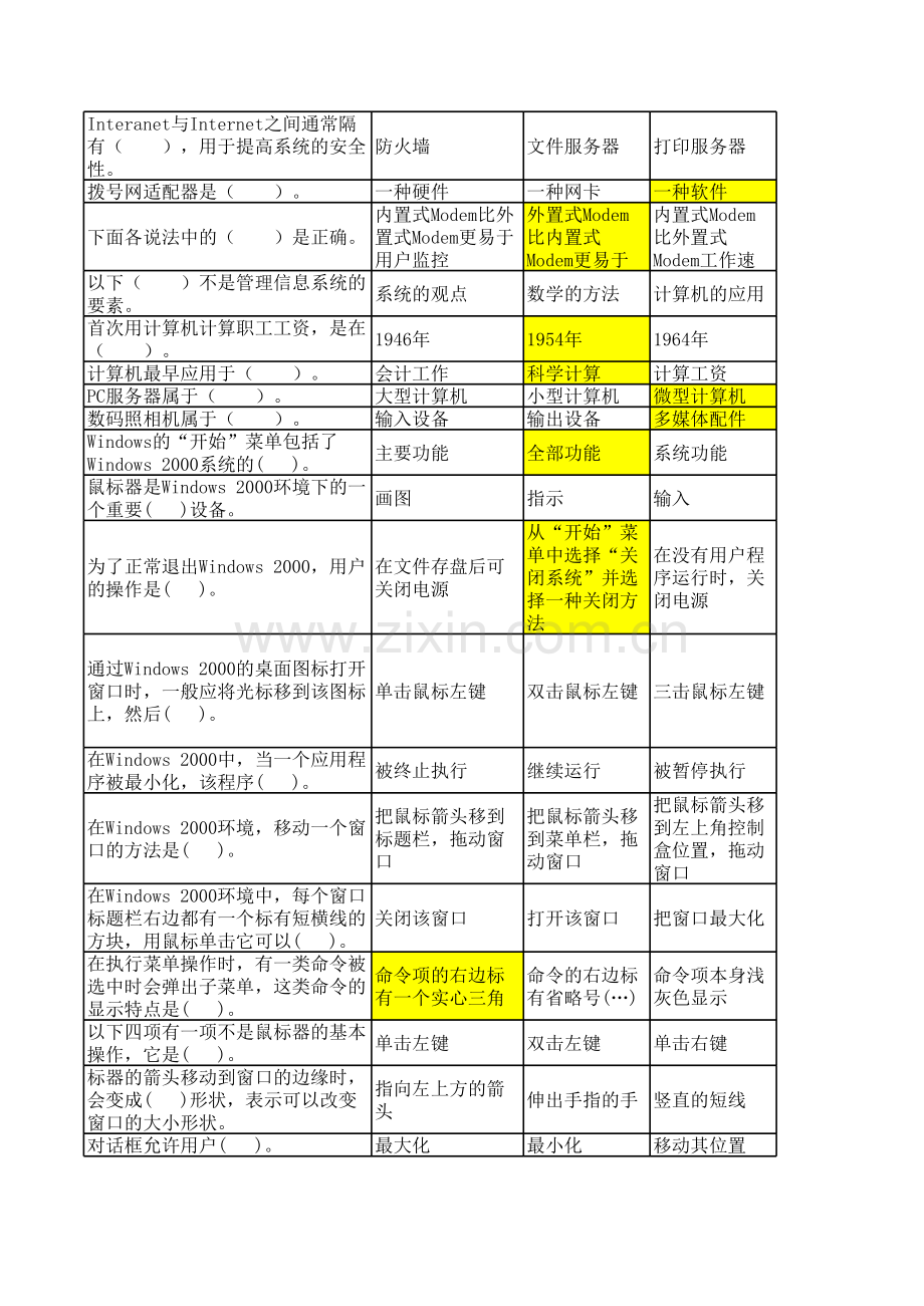 会计电算化题库.xls_第2页