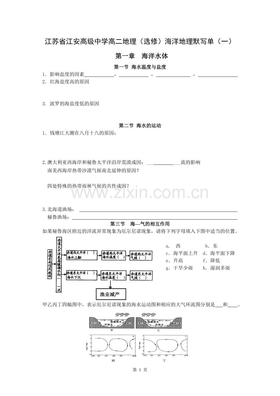 海洋地理默写单.doc_第1页
