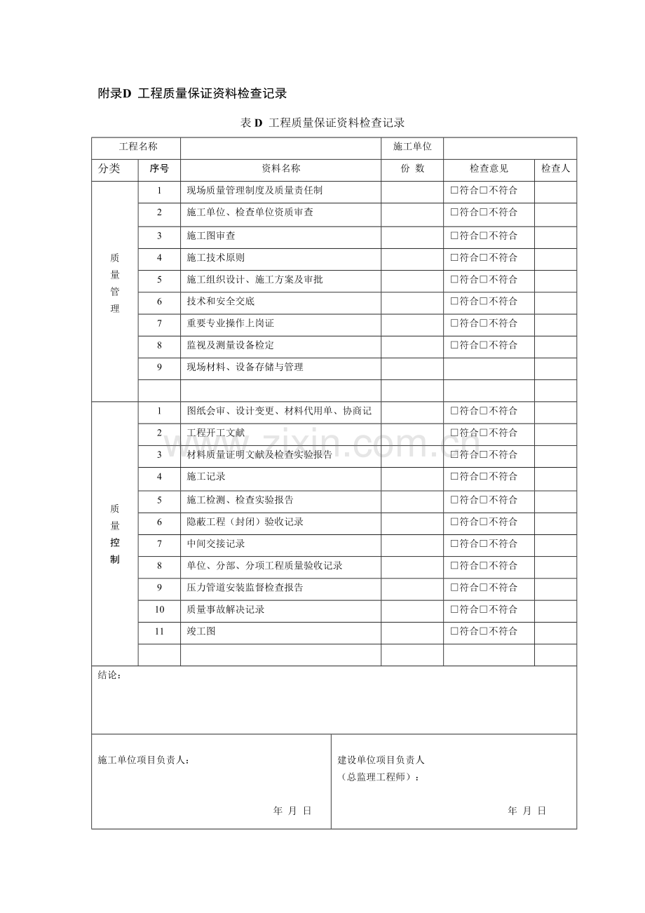 工业金属管道工程施工质量验收规范中的表格样本.doc_第1页