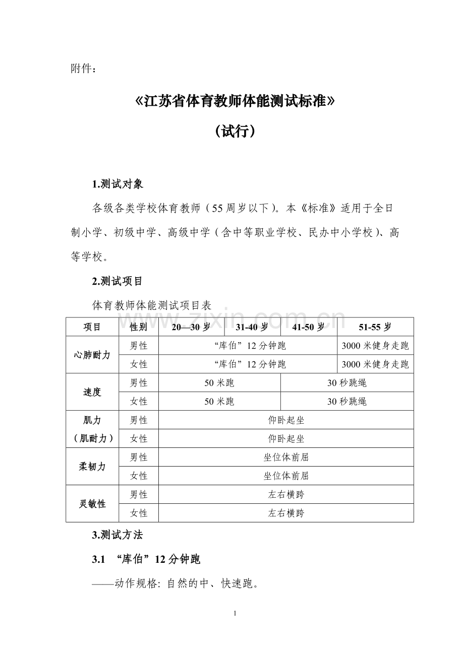 江苏省体育教师体能测试标准（试行）.doc_第1页