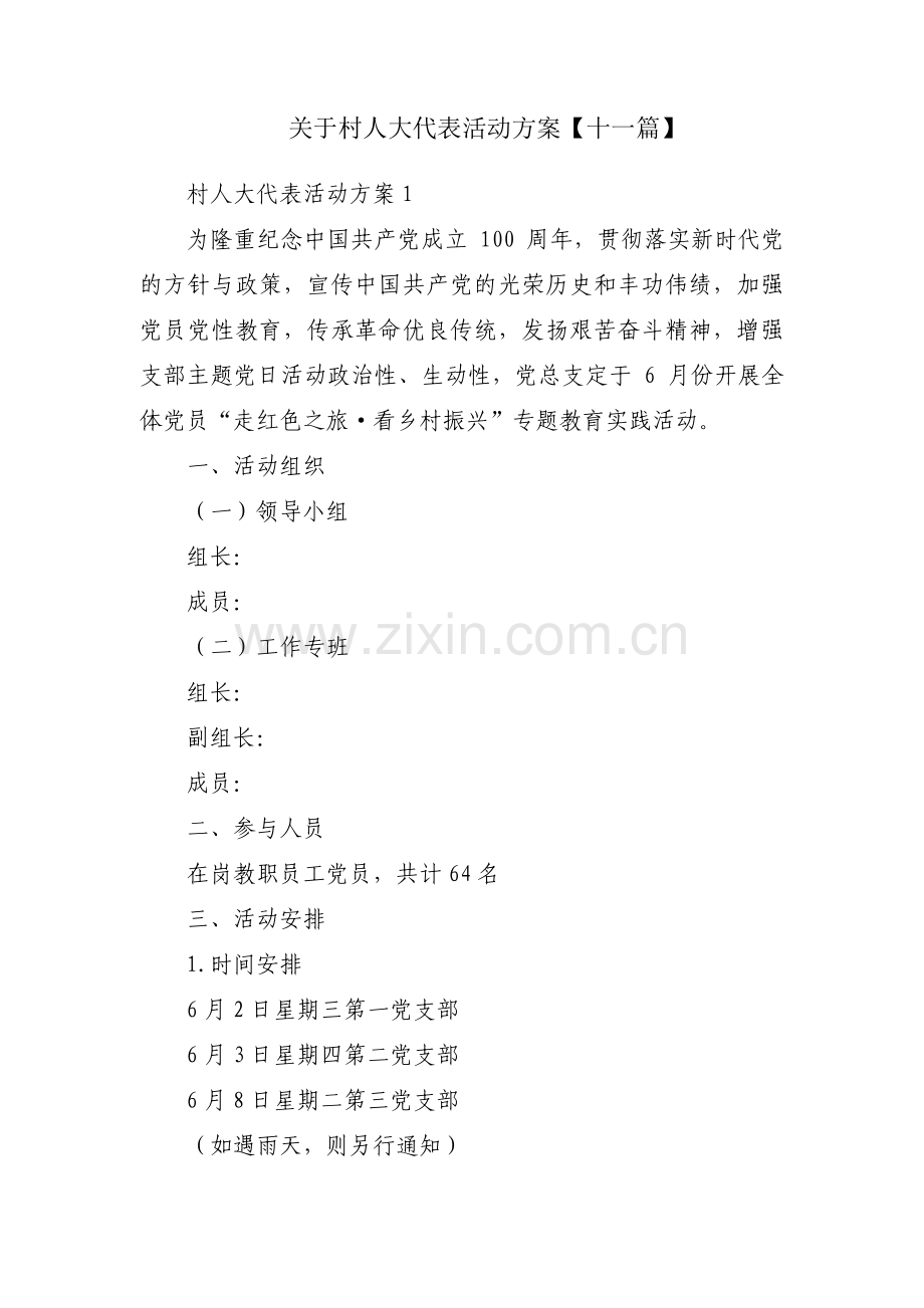 关于村人大代表活动方案【十一篇】.pdf_第1页