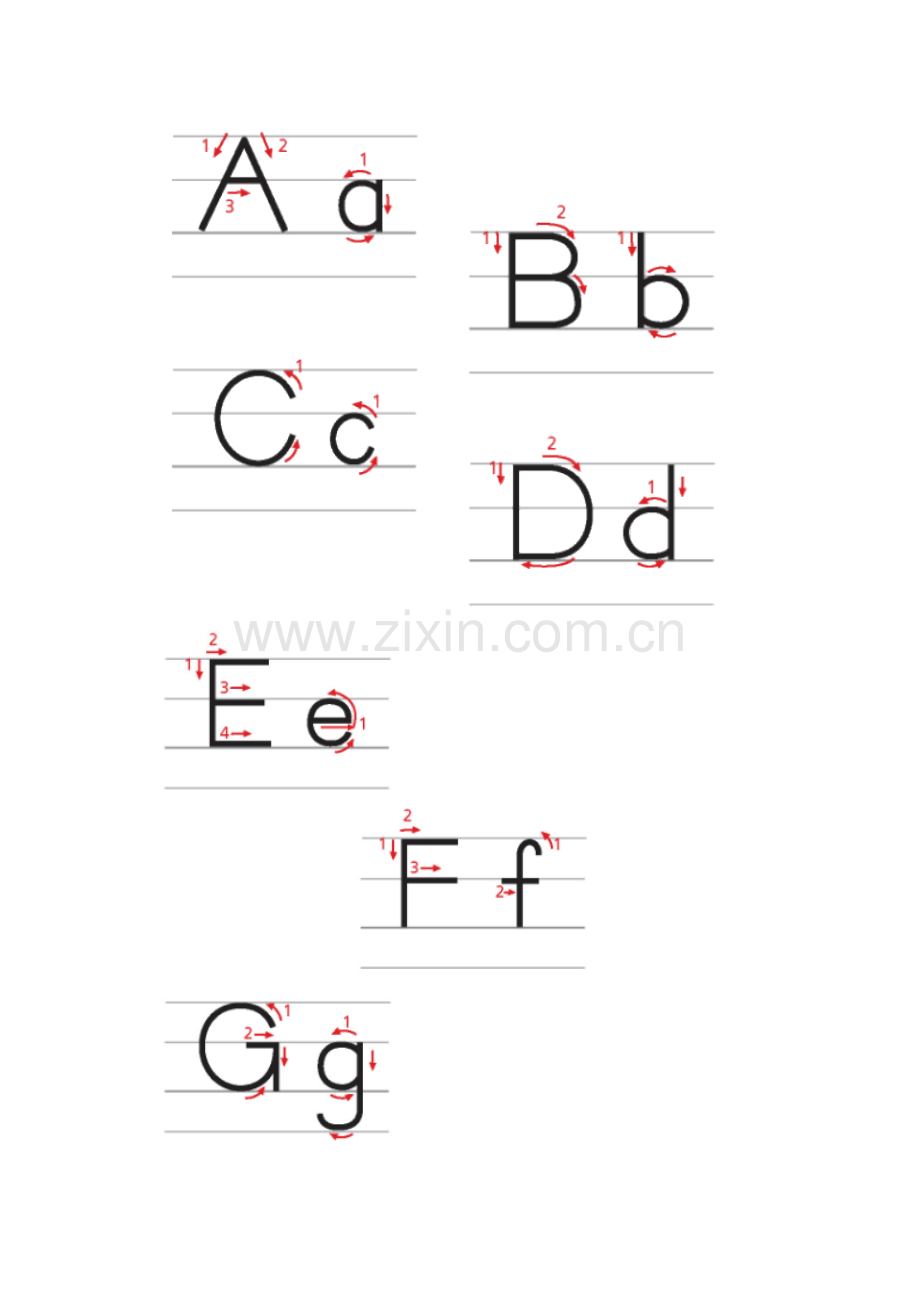 英语木棍体书写笔顺.doc_第1页