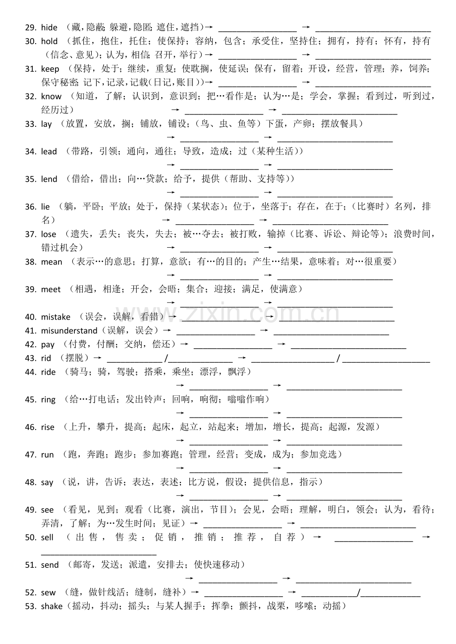 考纲上出现的不规则动词整理.docx_第2页