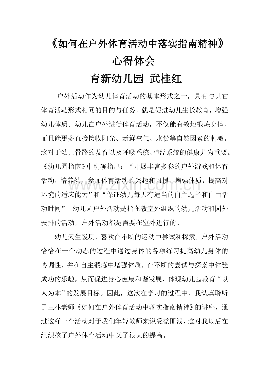 如何在户外活动中落实指南精神心得体会.docx_第1页