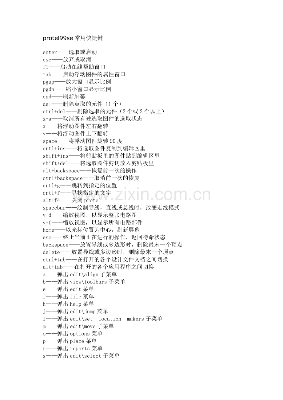 protel99se常用快捷键.doc_第1页