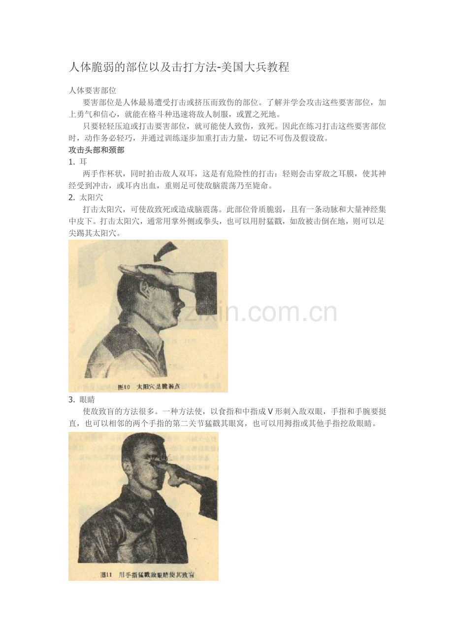 人体脆弱的部位以及击打方法.doc_第1页