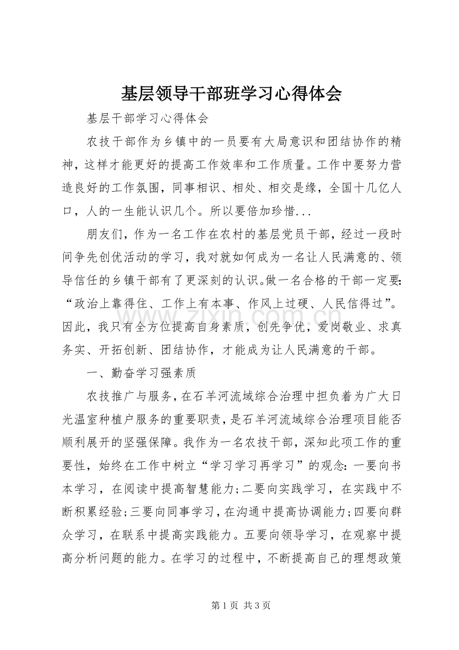 基层领导干部班学习体会心得.docx_第1页
