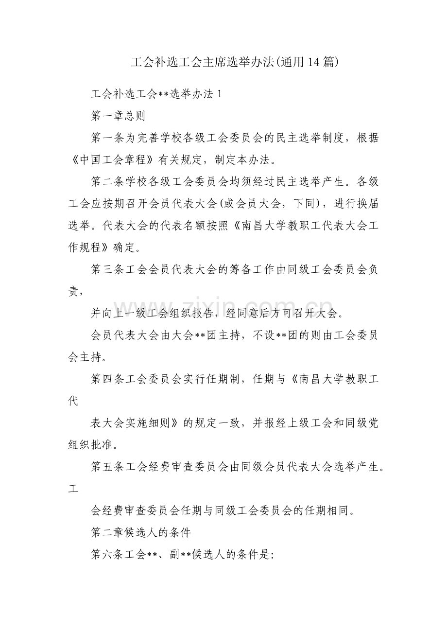 工会补选工会主席选举办法(通用14篇).pdf_第1页