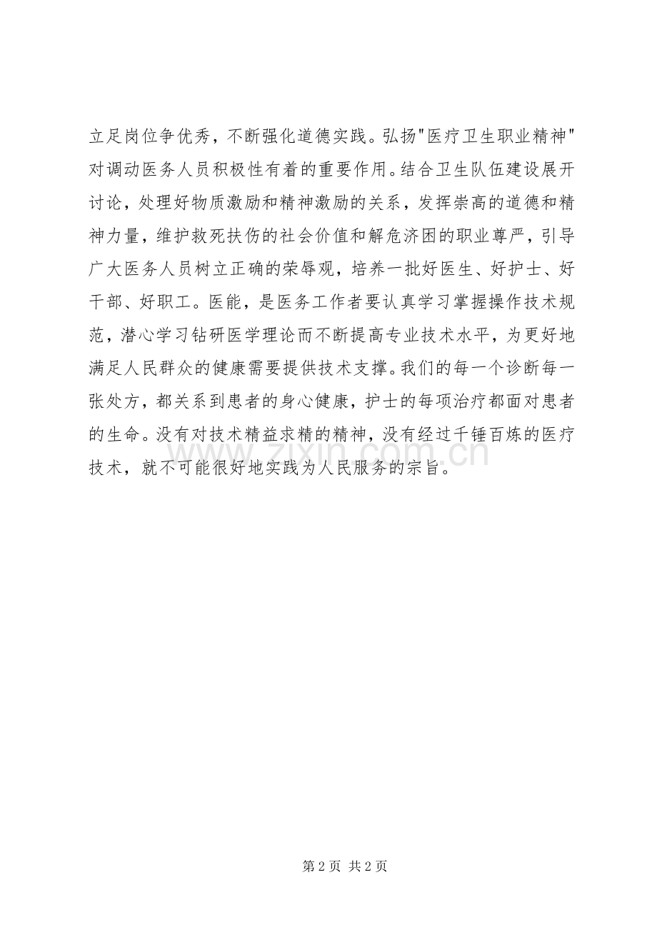 医疗卫生职业精神大讨论体会心得.docx_第2页