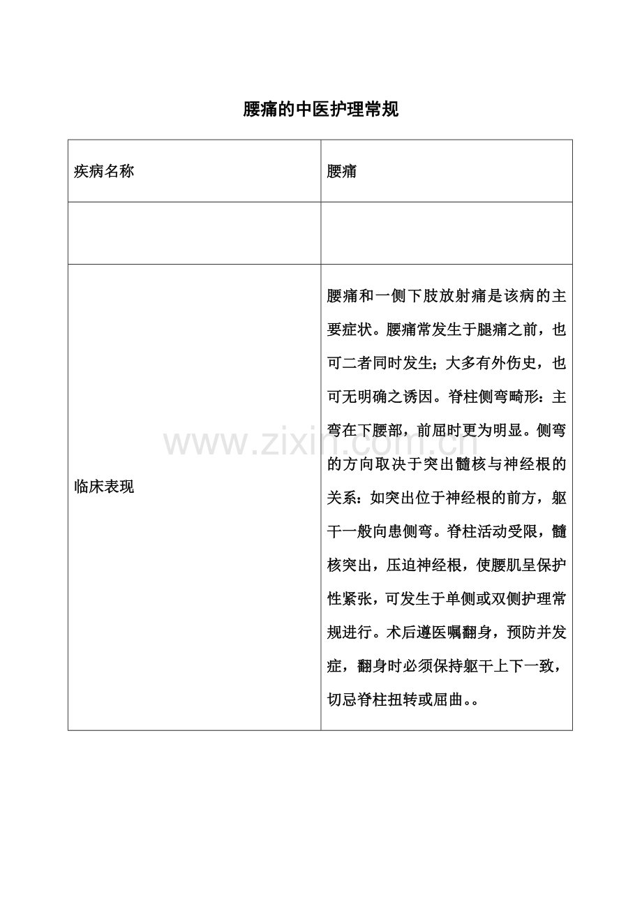 腰痛的中医护理常规.doc_第1页