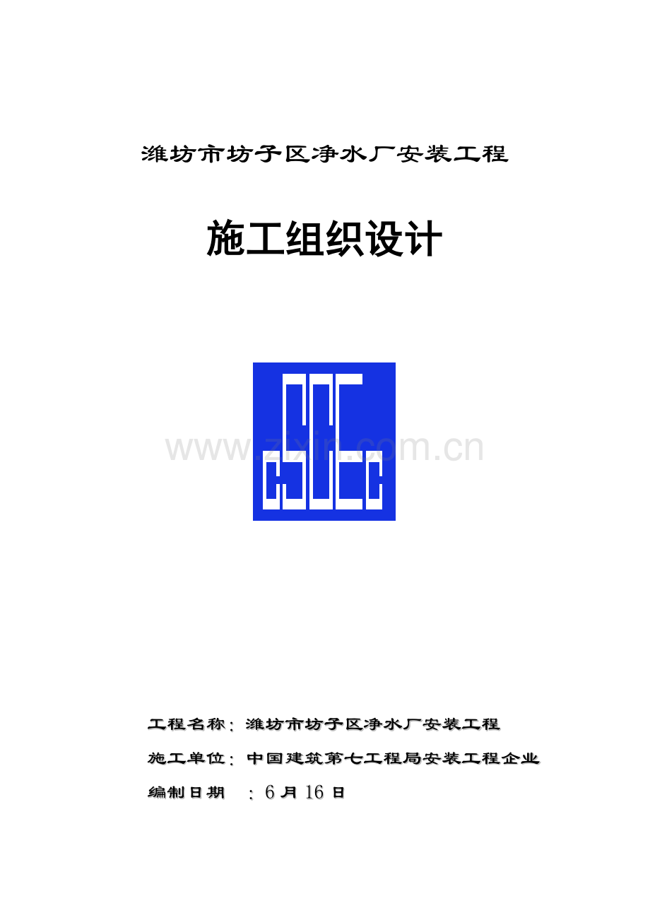 水厂安装工程施工组织设计范本样本.doc_第1页