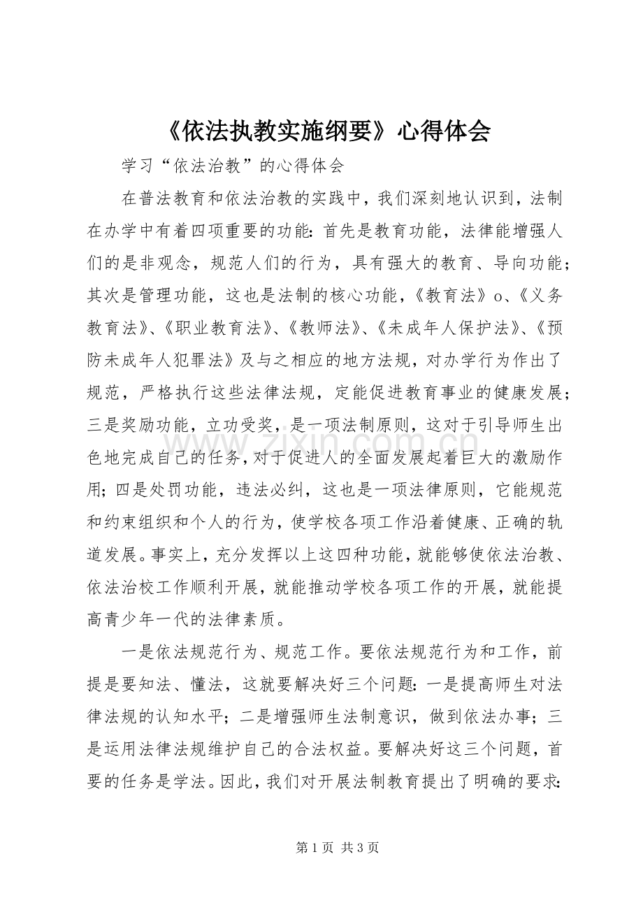 《依法执教实施纲要》体会心得.docx_第1页