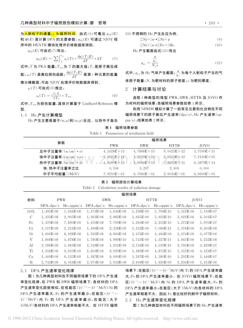 几种典型材料中子辐照损伤模拟计算.pdf_第2页