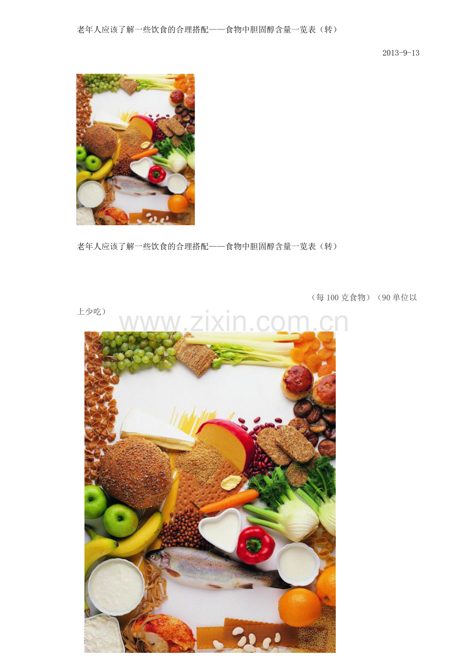 老年人应该了解一些饮食的合理搭配——食物中胆固醇含量一览表(转).doc_第1页