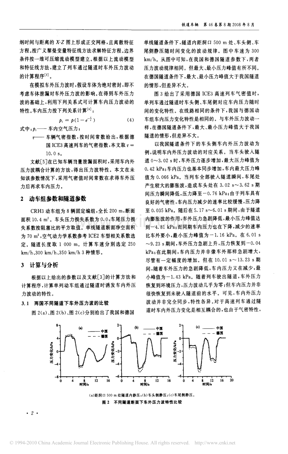 CRH3动车组单车隧道压力波特性估算_王雁平.pdf_第2页
