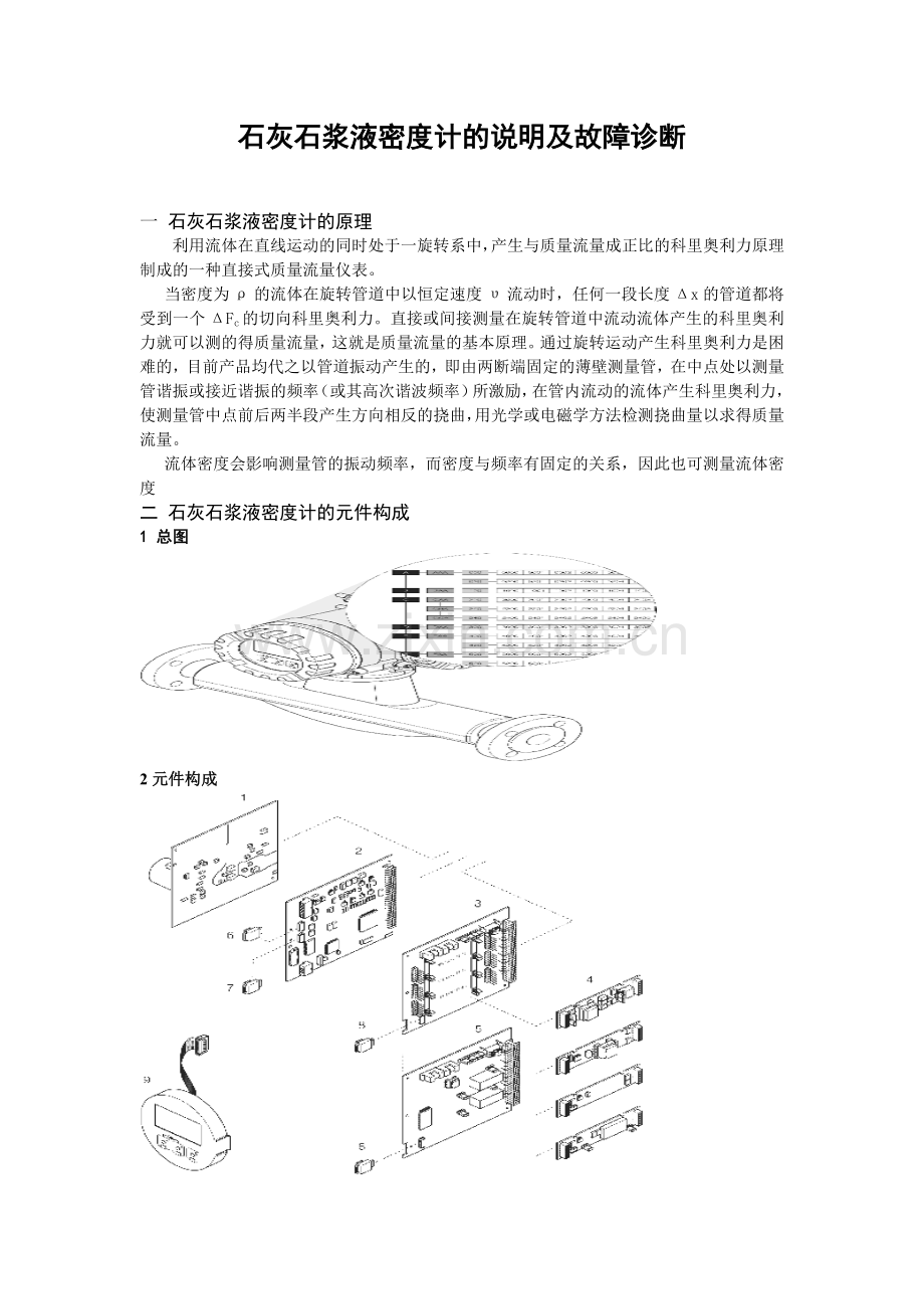 石灰石浆液密度计的说明及故障诊断.doc_第1页