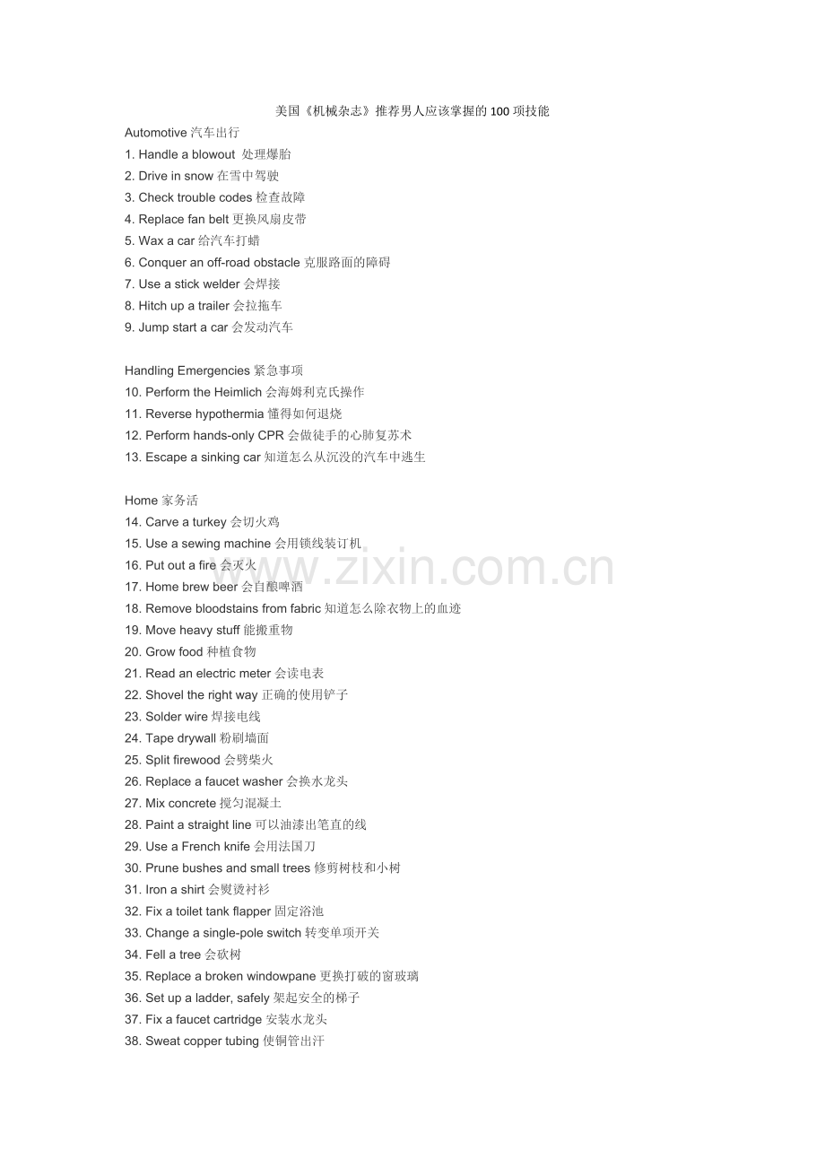 男人必须掌握的技能.docx_第1页