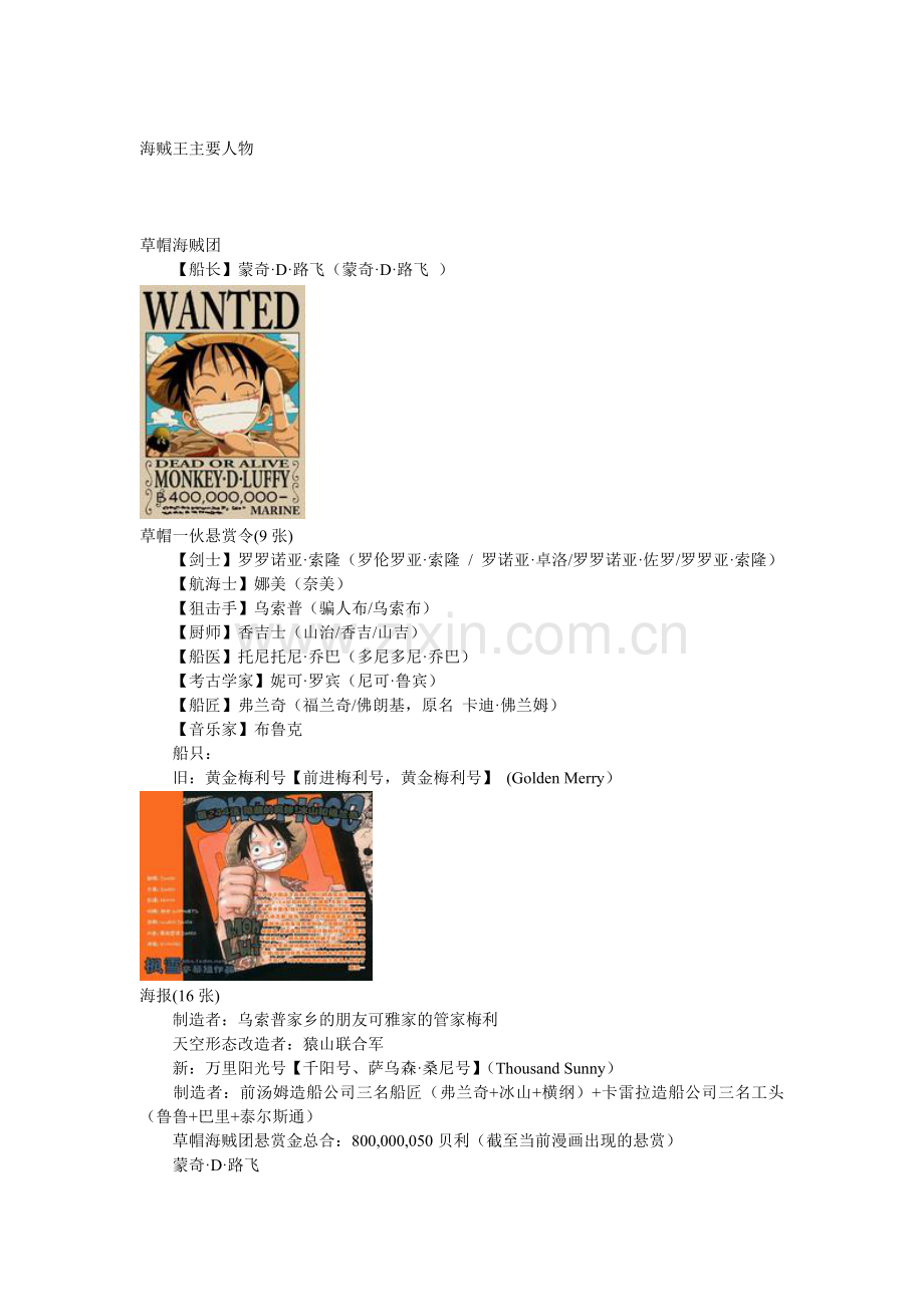 海贼王主要人物.doc_第1页
