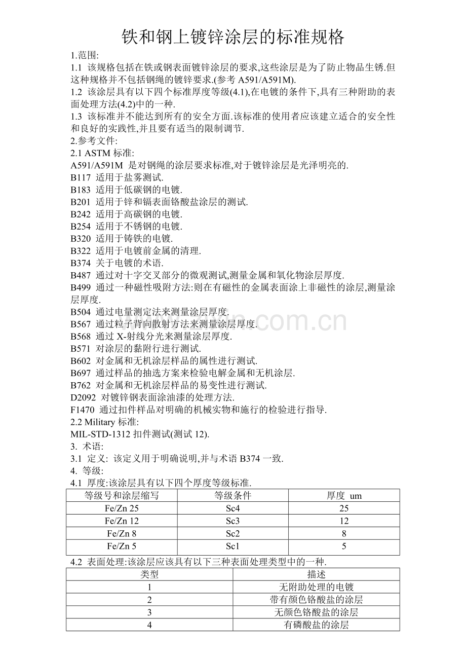 铁和钢上镀锌涂层的标准规格.doc_第1页