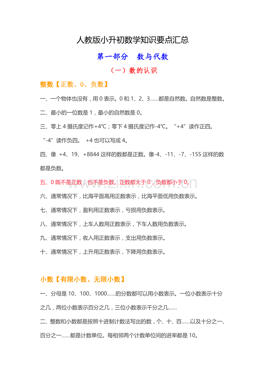 人教版小升初数学知识要点汇总.docx_第1页