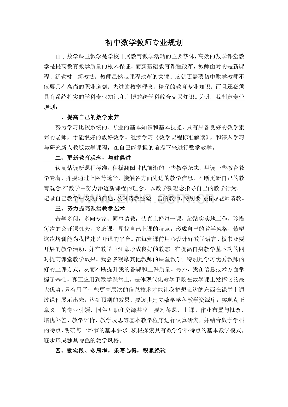 初中数学教师专业规划.doc_第1页