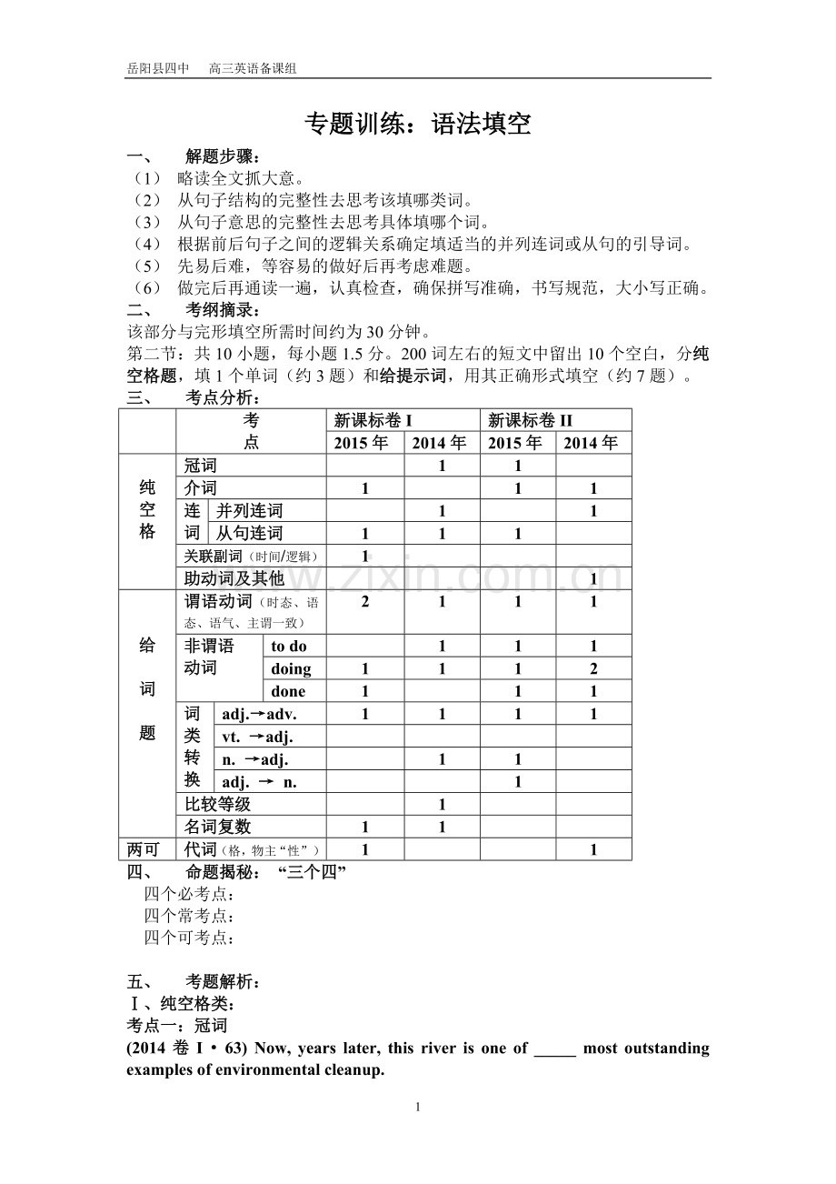 专题训练：语法填空.doc_第1页