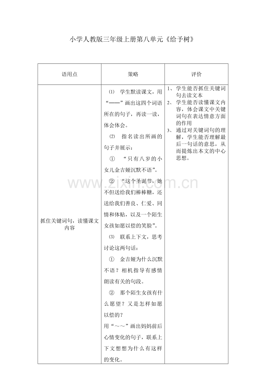 三年级语文第八单元《给予树》语用点-副本.doc_第1页