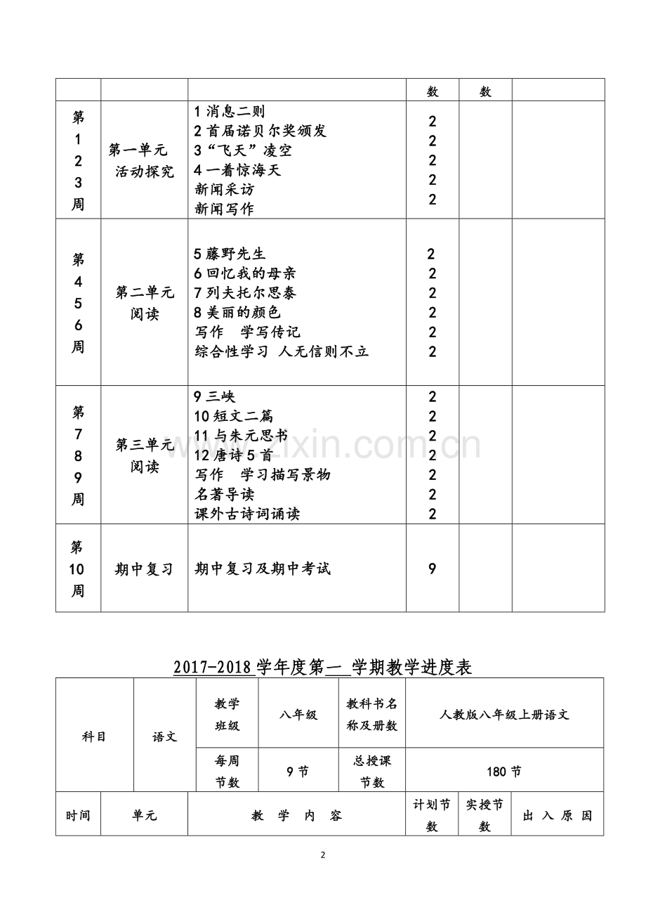 部编人教版语文八年级上册全册教案.doc_第2页
