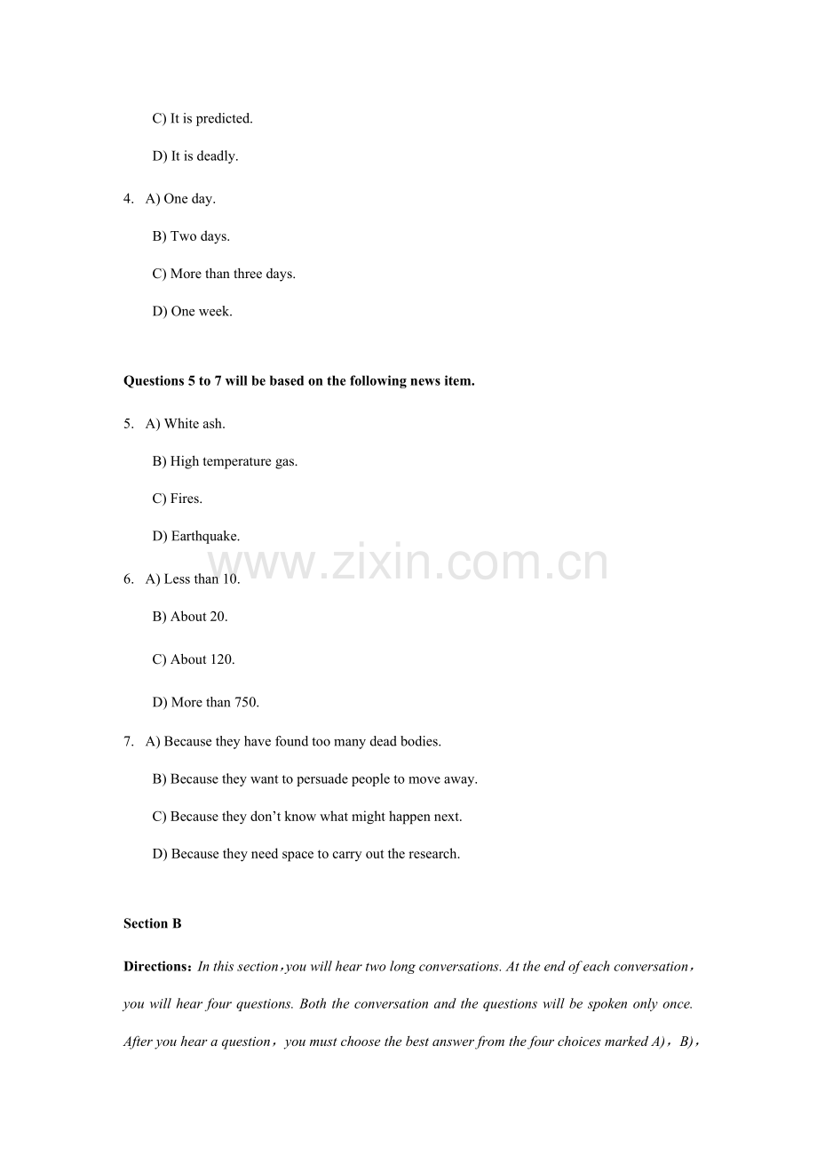 2021年大学英语四级考试听力预测模拟卷.doc_第2页