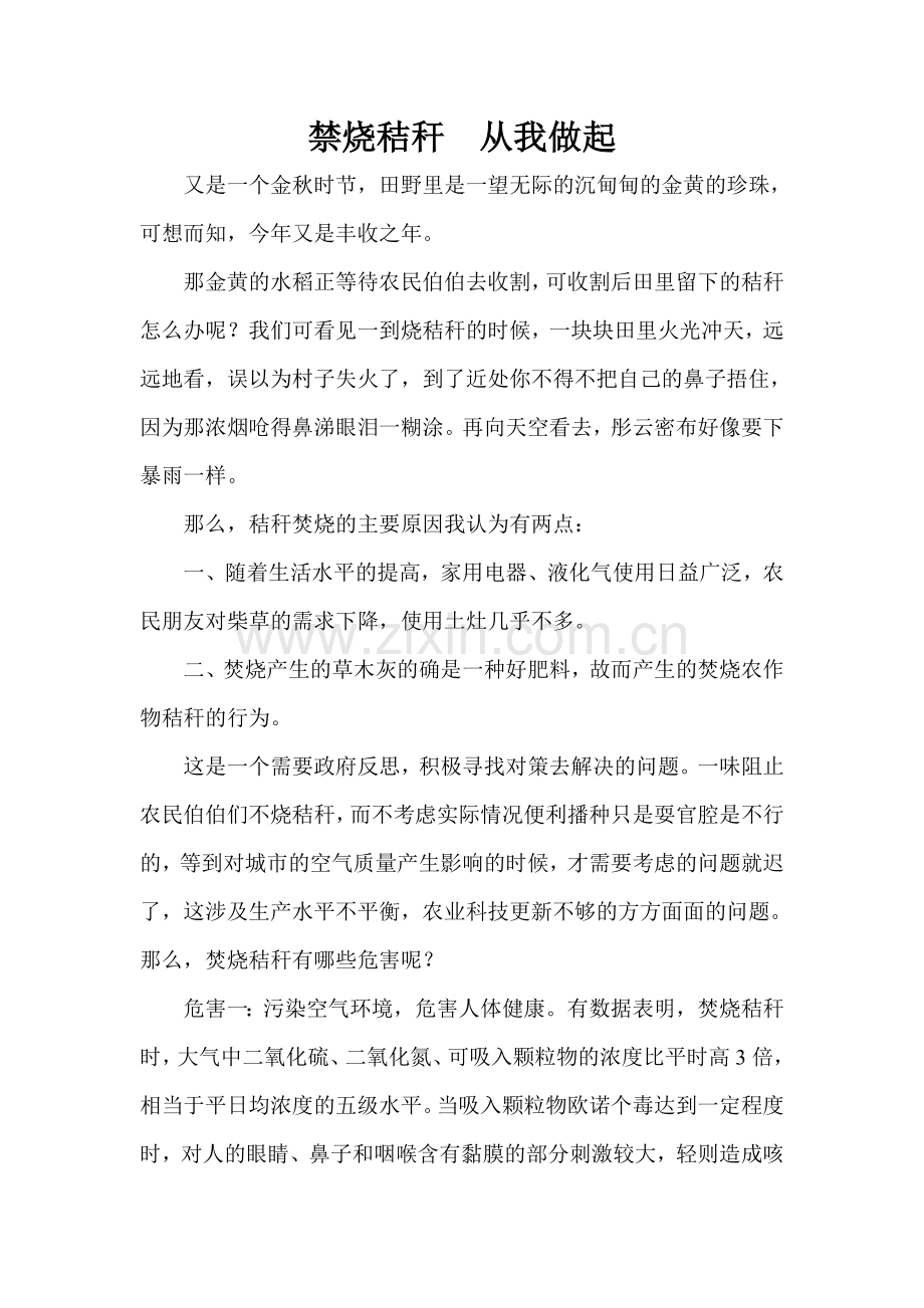 保护环境禁止焚烧秸秆征文6篇.doc_第1页
